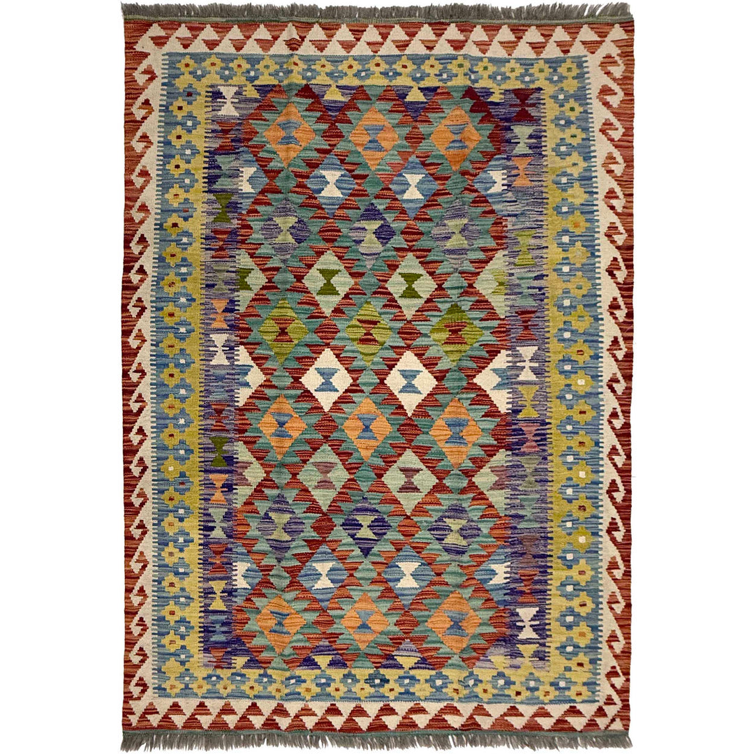 Afghan Kilim Rug 4' 9" x 6' 8" Flat-Weave