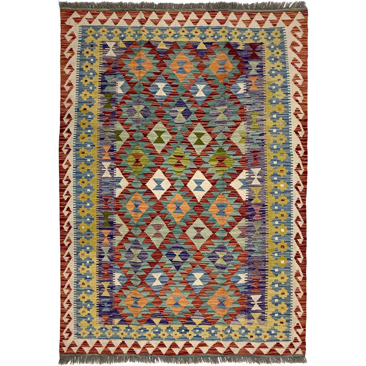 Afghan Kilim Rug 4' 9" x 6' 8" Flat-Weave