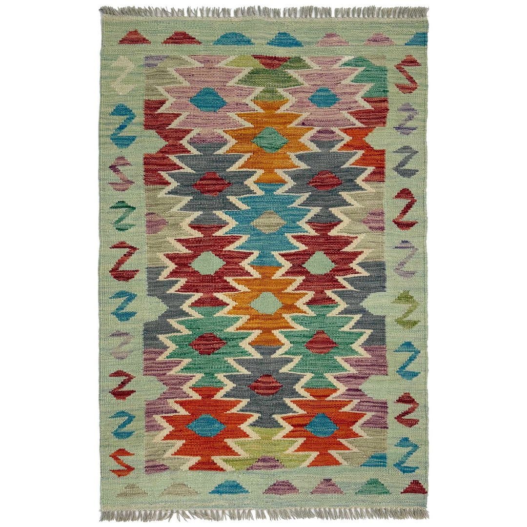 Afghan Vegetable Kilim Rug 2' 6" x 4' 1" Flat-Weave
