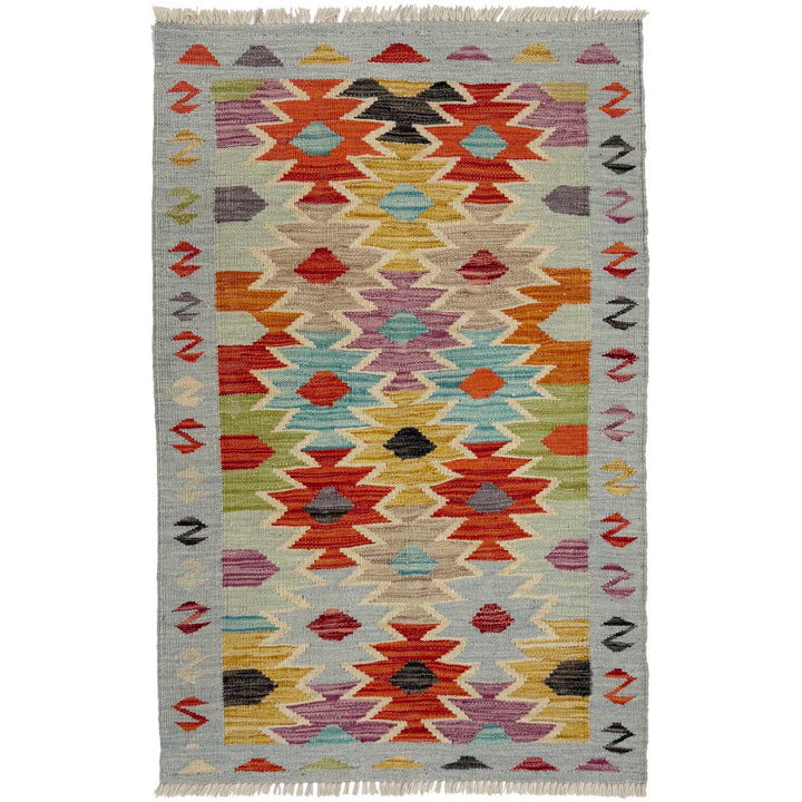 Afghan Vegetable Kilim Rug 2' 6" x 4' 1" Flat-Weave