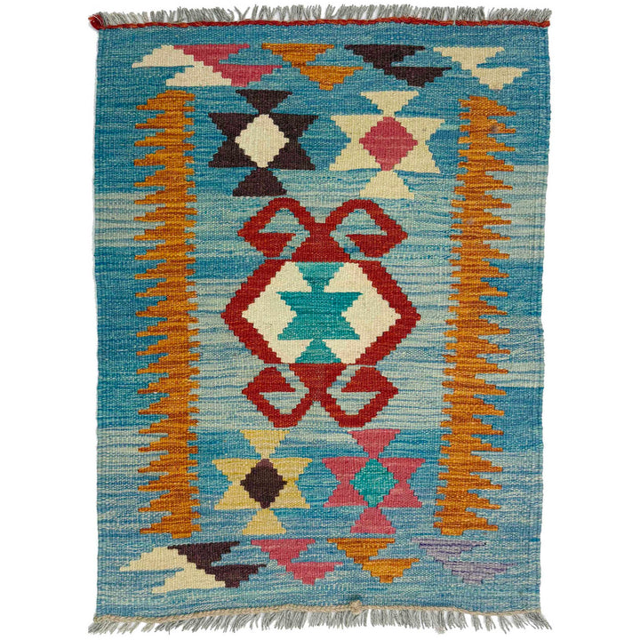 Afghan Vegetable Kilim Rug 2' 0" x 2' 11" Flat-Weave