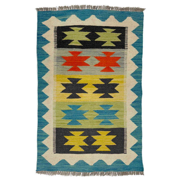 Afghan Vegetable Kilim Rug 2' 0" x 3' 0" Flat-Weave