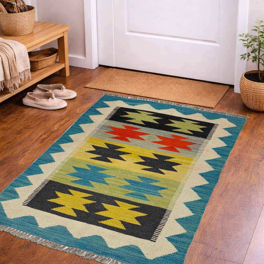 Afghan Vegetable Kilim Rug 2' 0" x 3' 0" Flat-Weave view