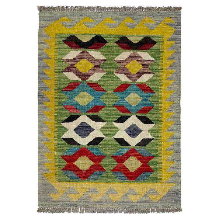 Afghan Vegetable Kilim Rug 2' 2" x 3' 1" Flat-Weave