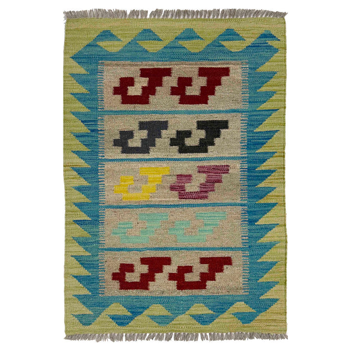 Afghan Vegetable Kilim Rug 2' 0" x 3' 1" Flat-Weave