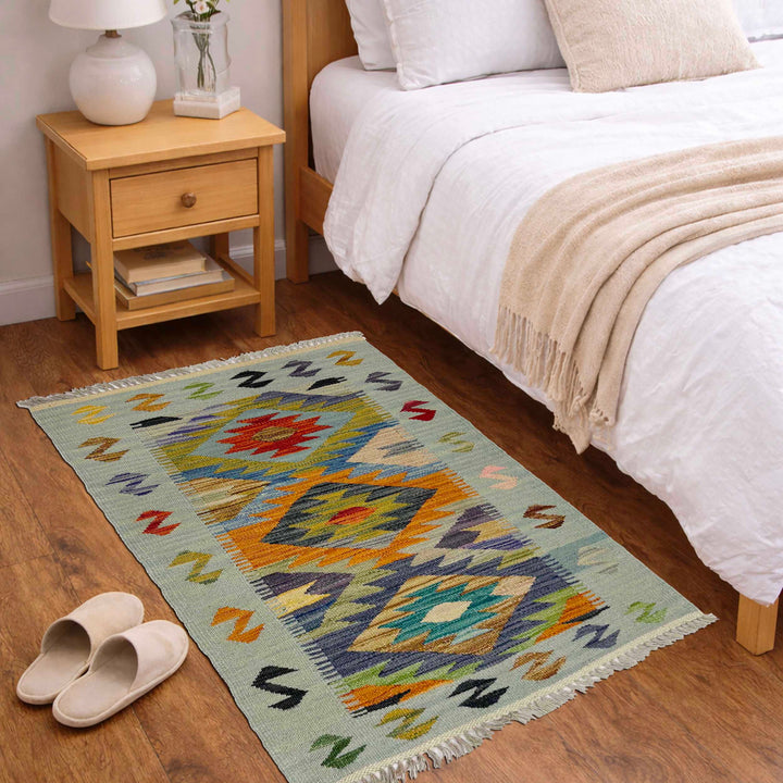Afghan Vegetable Kilim Rug 2' 0" x 3' 2" Flat-Weave view