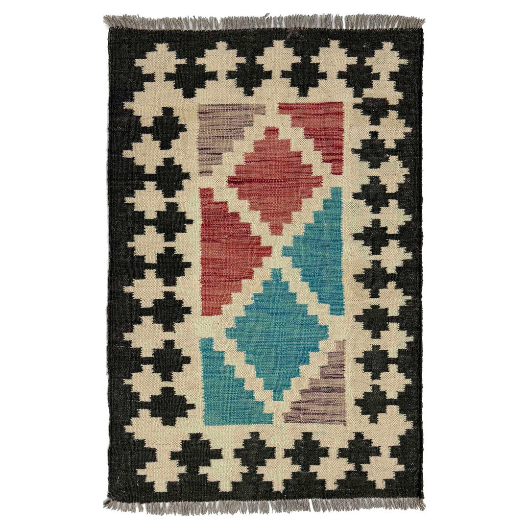 Afghan Vegetable Kilim Rug 2' 0" x 3' 0" Flat-Weave