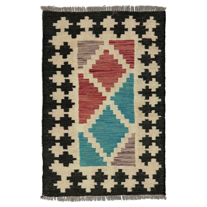Afghan Vegetable Kilim Rug 2' 0" x 3' 0" Flat-Weave