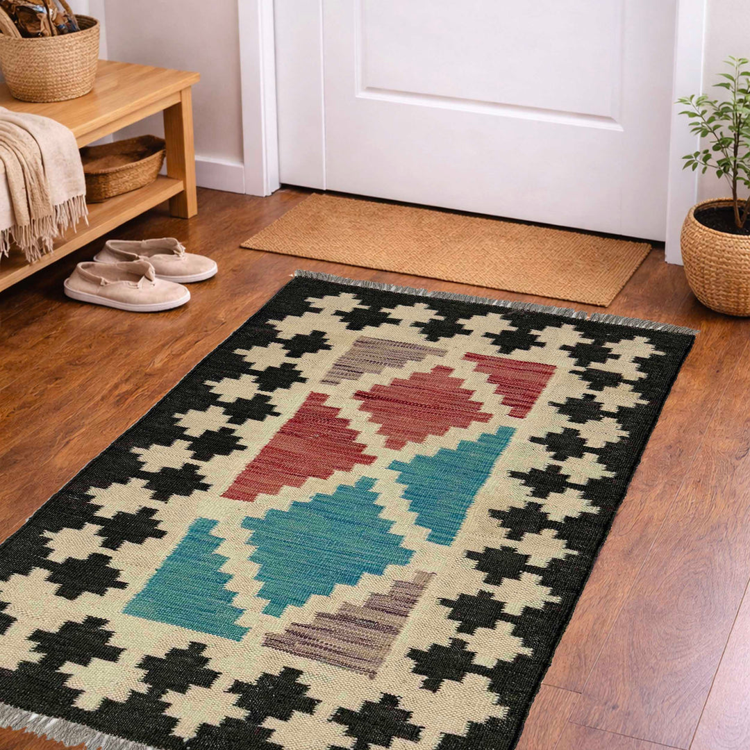 Afghan Vegetable Kilim Rug 2' 0" x 3' 0" Flat-Weave view