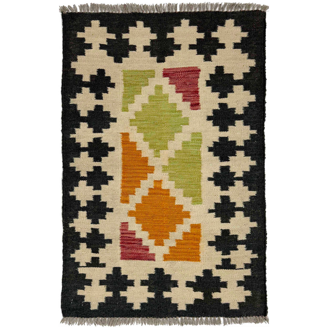 Afghan Vegetable Kilim Rug 2' 0" x 3' 1" Flat-Weave