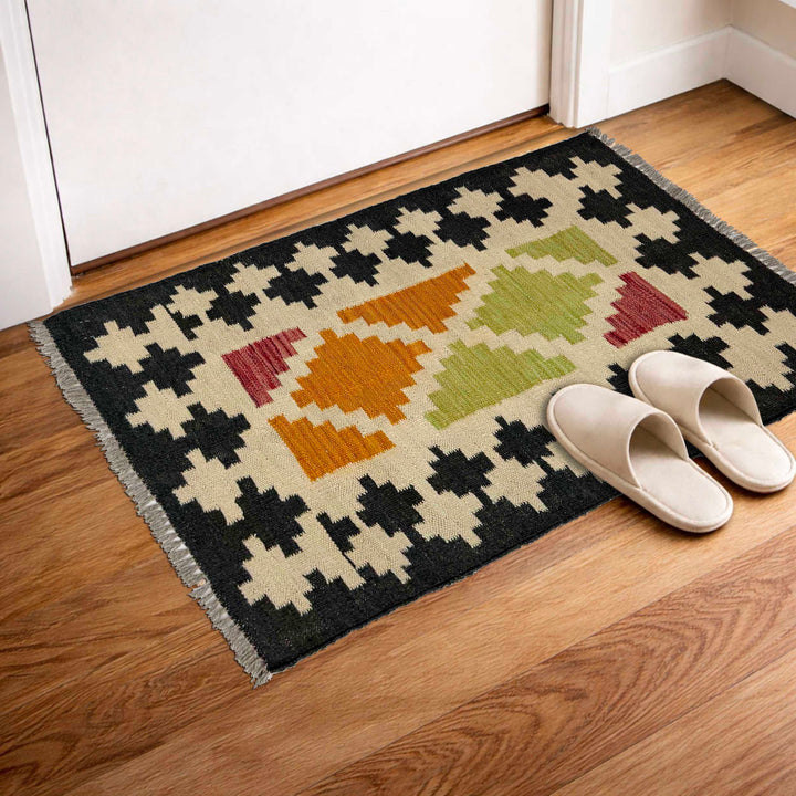 Afghan Vegetable Kilim Rug 2' 0" x 3' 1" Flat-Weave view