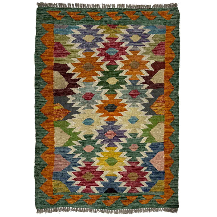 Afghan Vegetable Kilim Rug 2' 9" x 3' 7" Flat-Weave