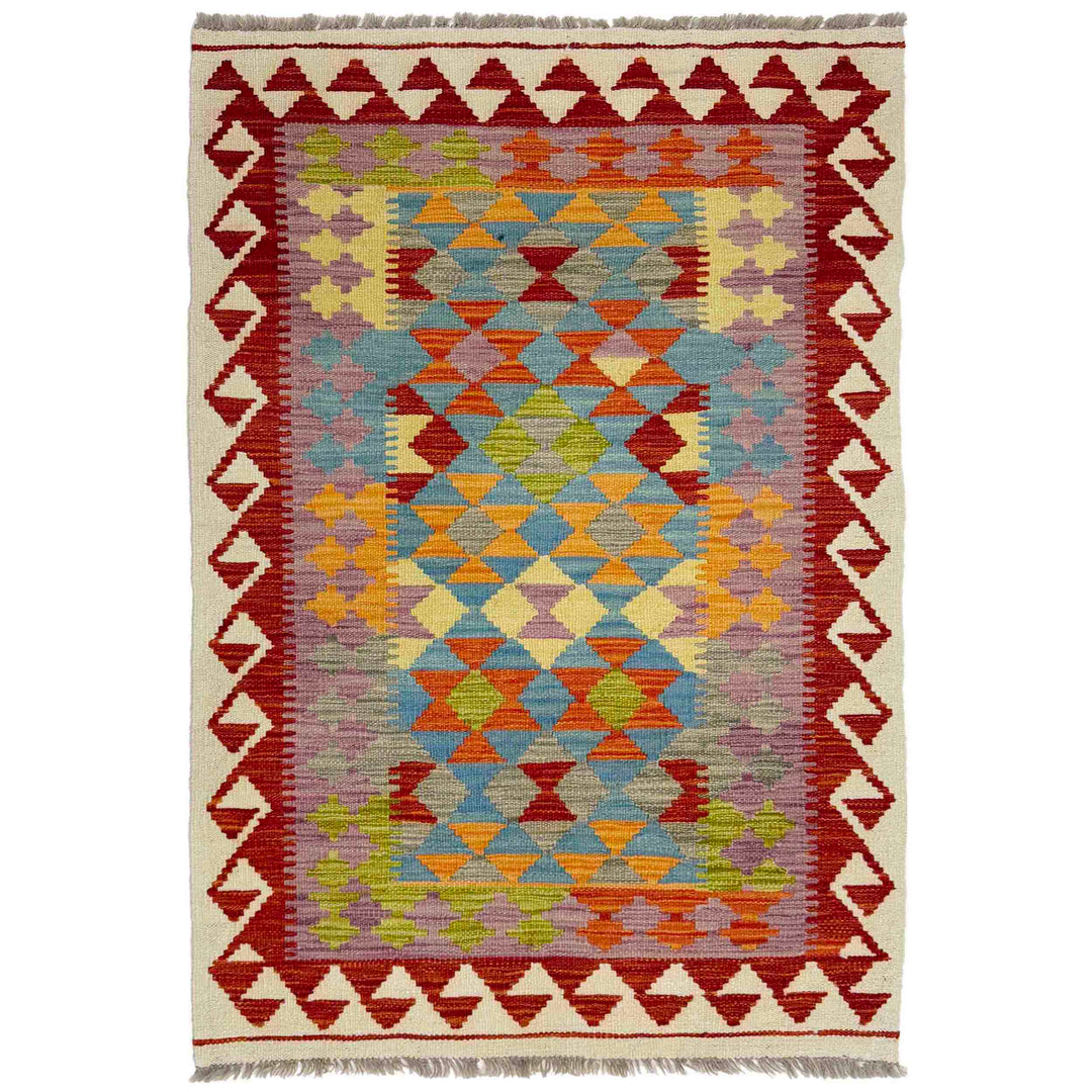 Afghan Vegetable Kilim Rug 3' 0" x 4' 10" Flat-Weave