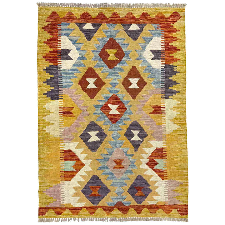 Afghan Vegetable Kilim Rug 2' 10" x 4' 2" Flat-Weave