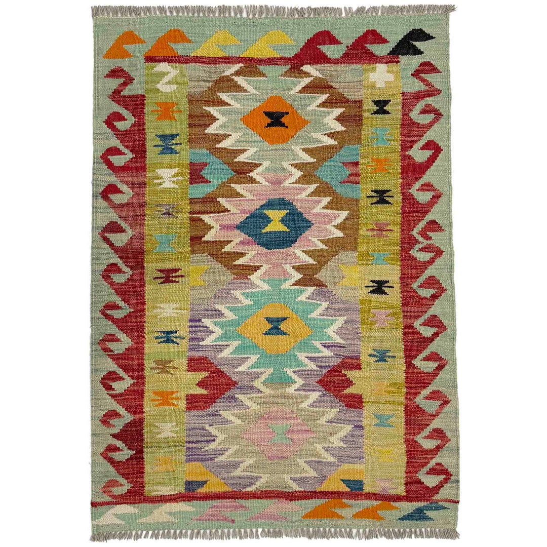 Afghan Vegetable Kilim Rug 2' 9" x 4' 0" Flat-Weave