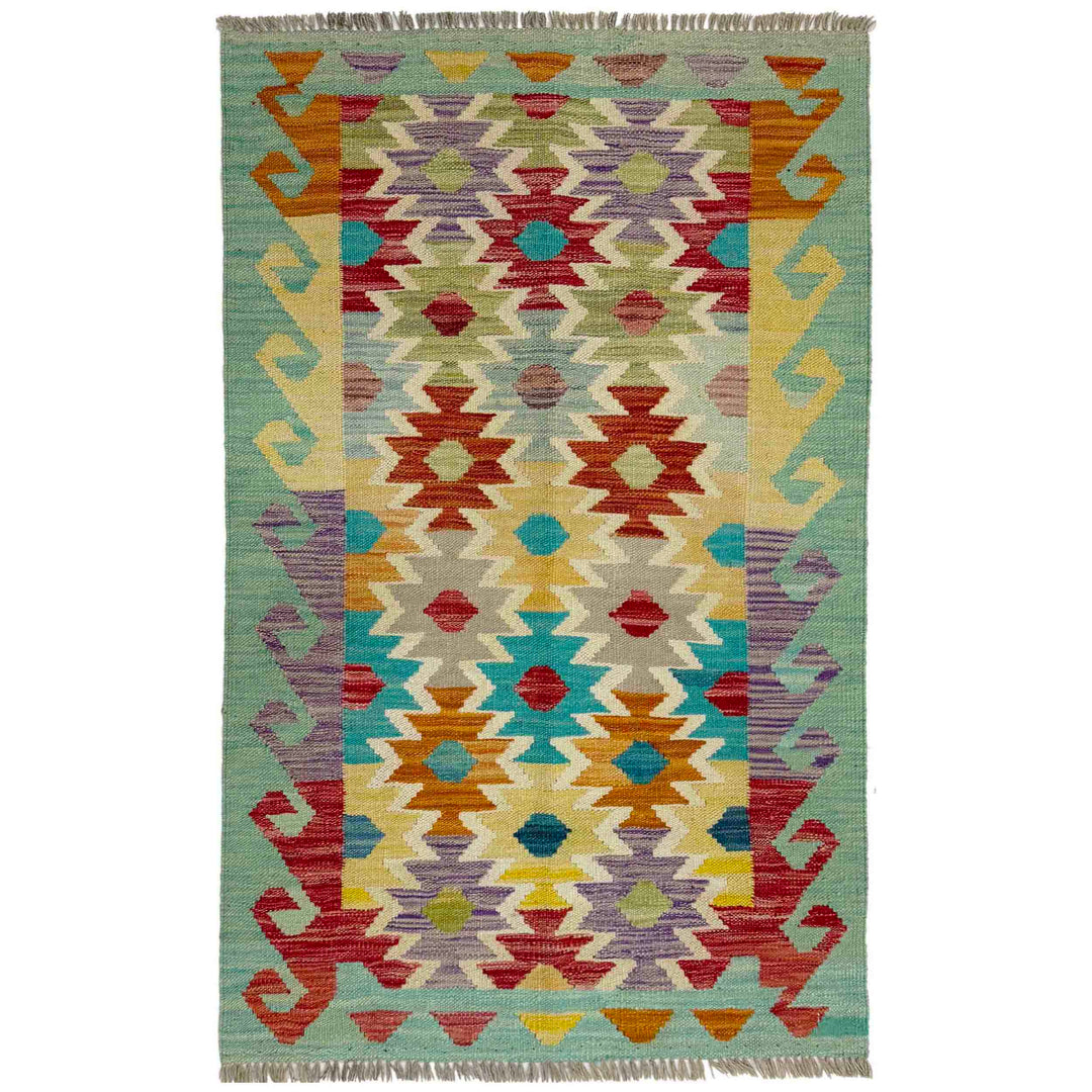 Afghan Vegetable Kilim Rug 2' 7" x 4' 1" Flat-Weave