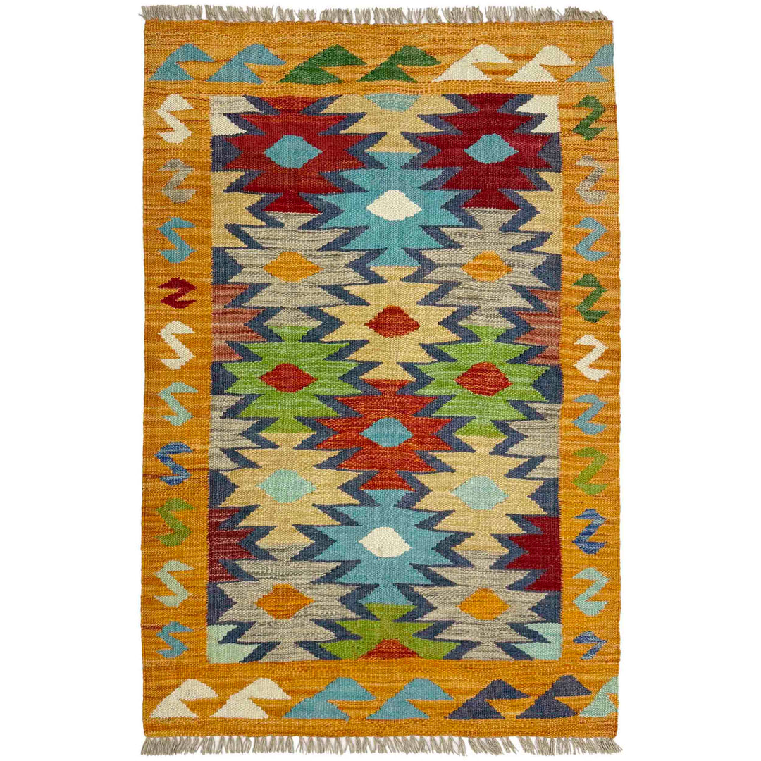 Afghan Vegetable Kilim Rug 2' 7" x 4' 0" Flat-Weave
