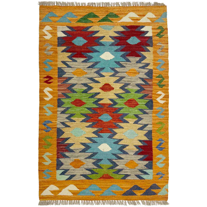 Afghan Vegetable Kilim Rug 2' 7" x 4' 0" Flat-Weave