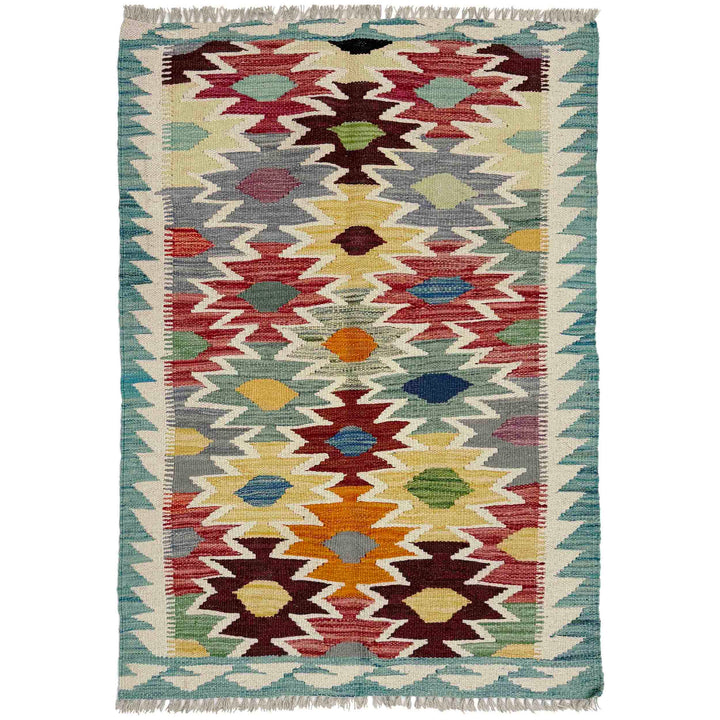 Afghan Vegetable Kilim Rug 2' 8" x 3' 11" Flat-Weave