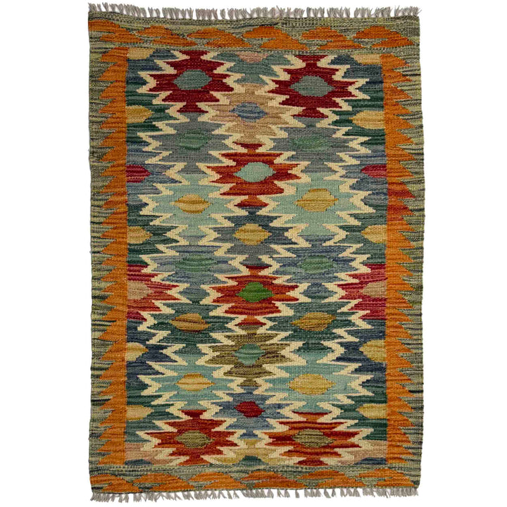 Afghan Vegetable Kilim Rug 2' 7" x 3' 10" Flat-Weave