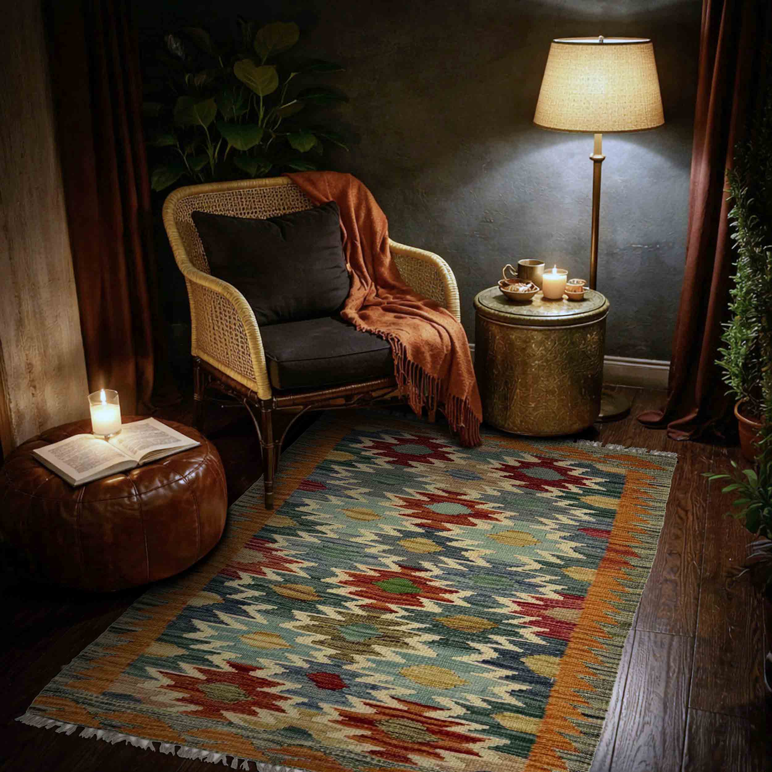 Afghan Vegetable Kilim Rug 2' 7