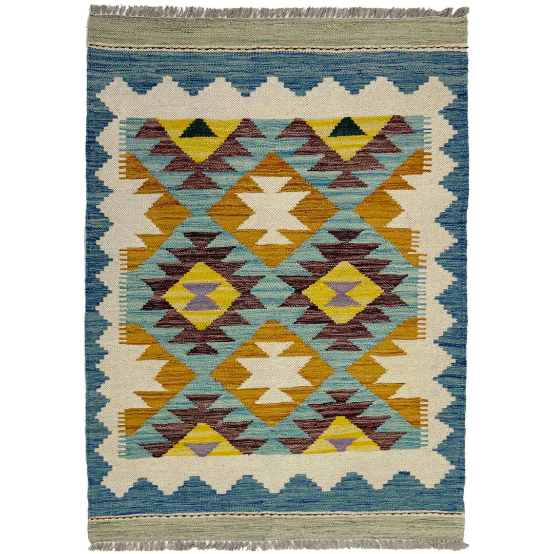 Afghan Vegetable Kilim Rug 2' 10" x 3' 11" Flat-Weave