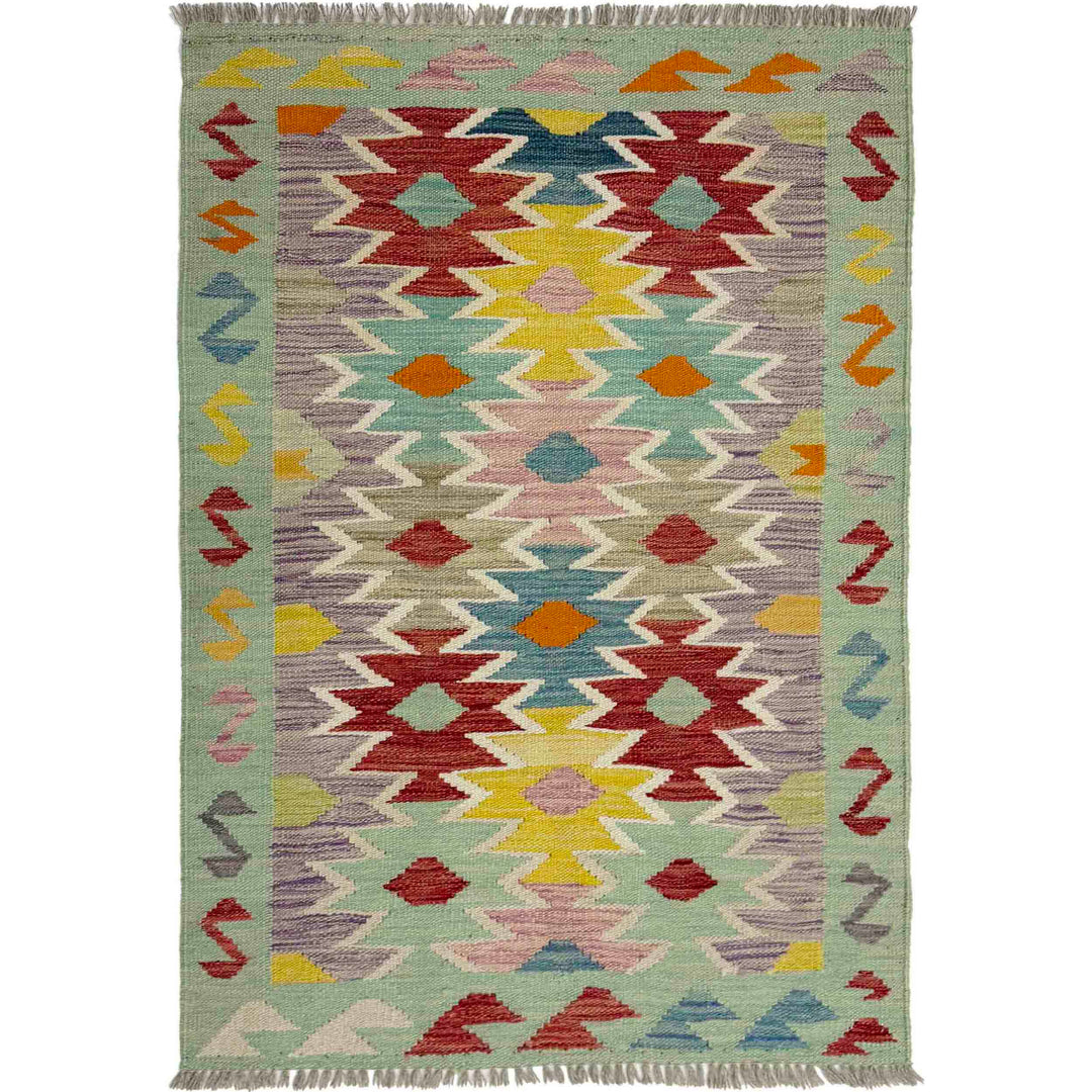 Afghan Vegetable Kilim Rug 2' 7" x 4' 0" Flat-Weave