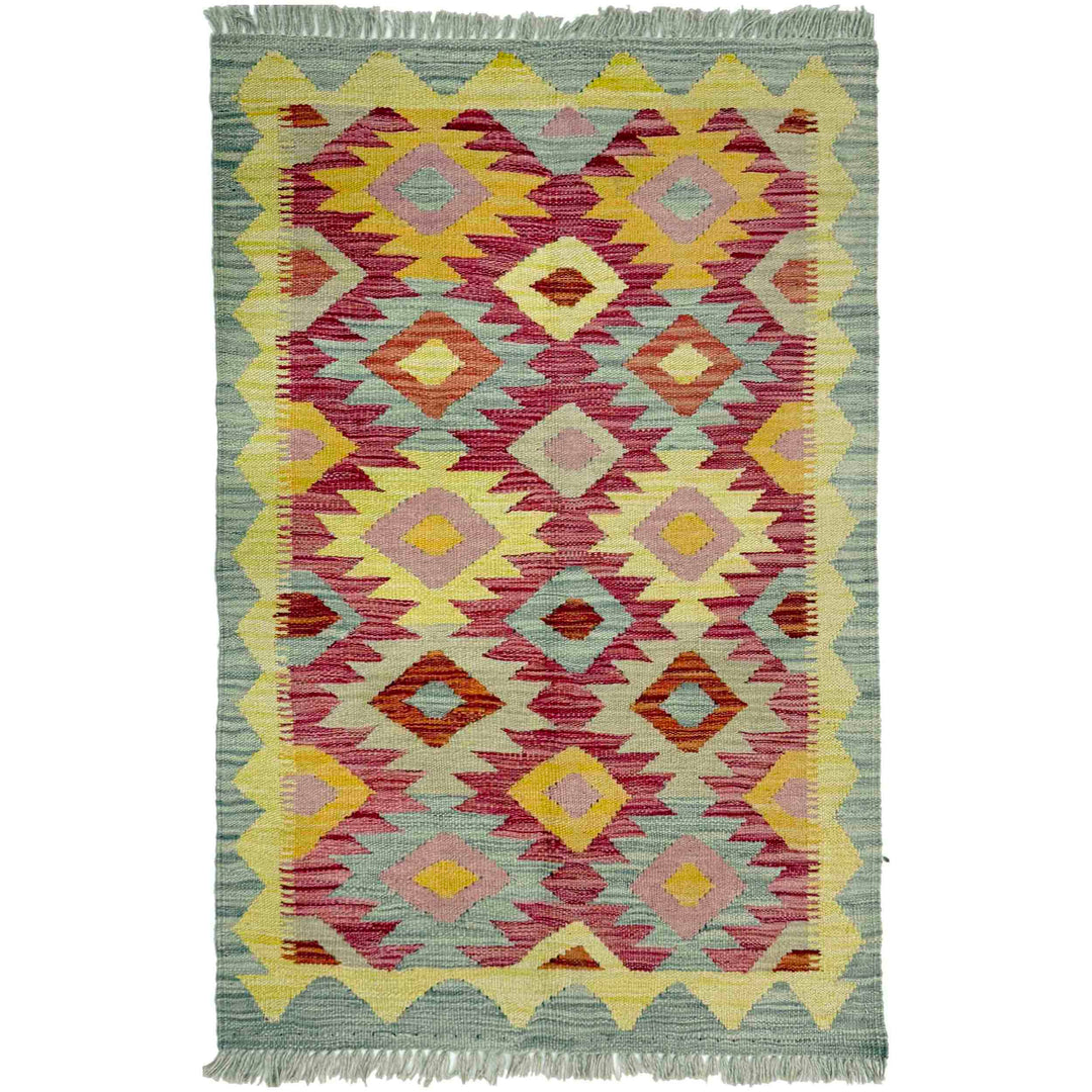 Afghan Vegetable Kilim Rug 2' 5" x 4' 0" Flat-Weave