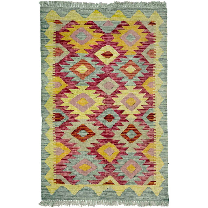Afghan Vegetable Kilim Rug 2' 5" x 4' 0" Flat-Weave