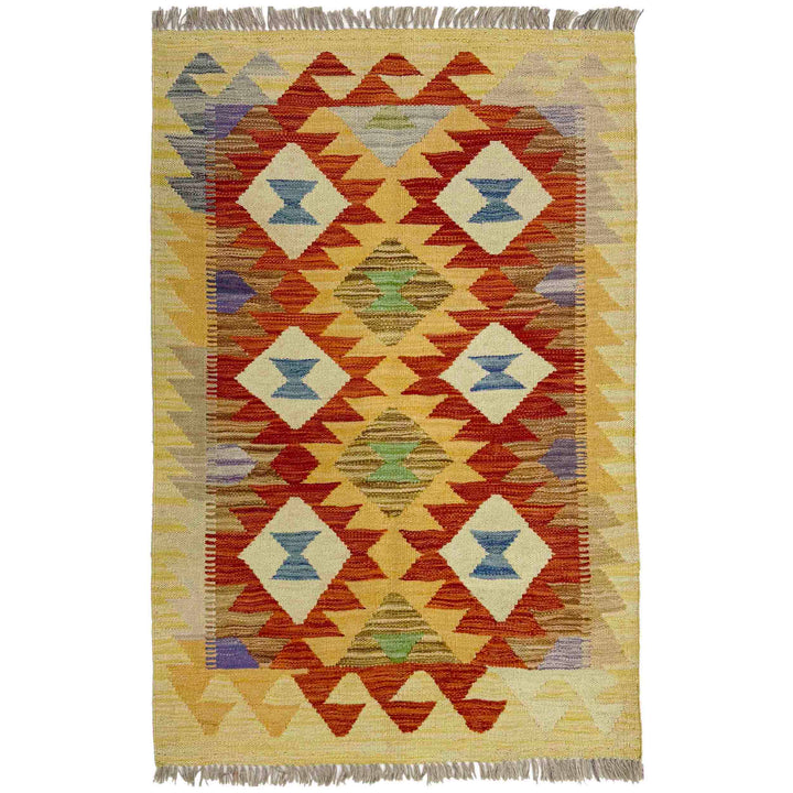 Afghan Vegetable Kilim Rug 2' 8" x 4' 2" Flat-Weave