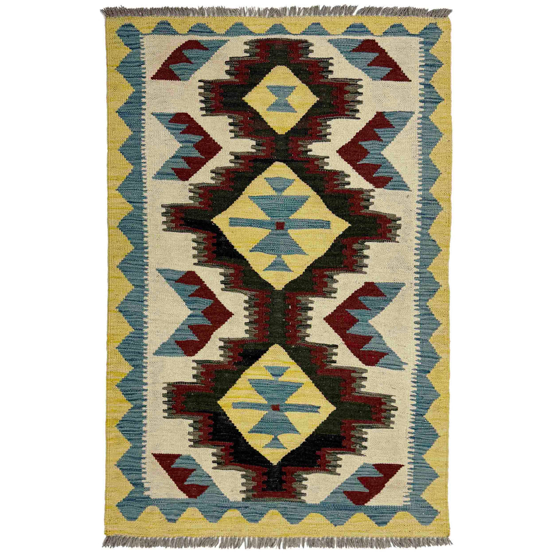 Afghan Vegetable Kilim Rug 2' 9" x 4' 2" Flat-Weave