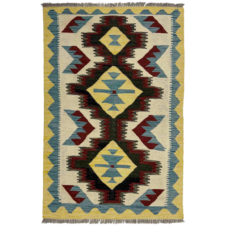 Afghan Vegetable Kilim Rug 2' 9" x 4' 2" Flat-Weave