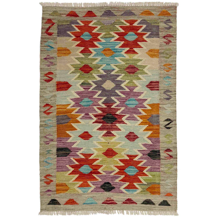 Afghan Vegetable Kilim Rug 2' 7" x 4' 0" Flat-Weave