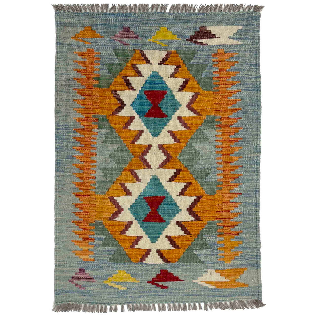 Afghan Vegetable Kilim Rug 2' 0" x 3' 0" Flat-Weave