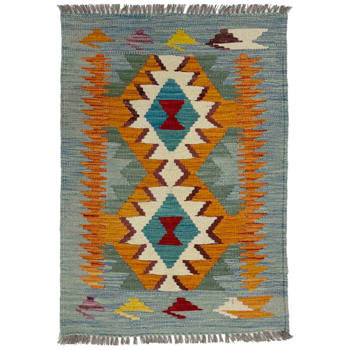 Afghan Vegetable Kilim Rug 2' 0" x 3' 0" Flat-Weave