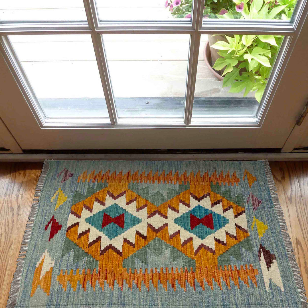 Afghan Vegetable Kilim Rug 2' 0" x 3' 0" Flat-Weave view