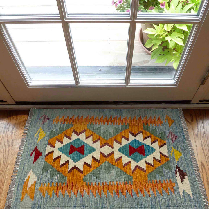 Afghan Vegetable Kilim Rug 2' 0" x 3' 0" Flat-Weave view
