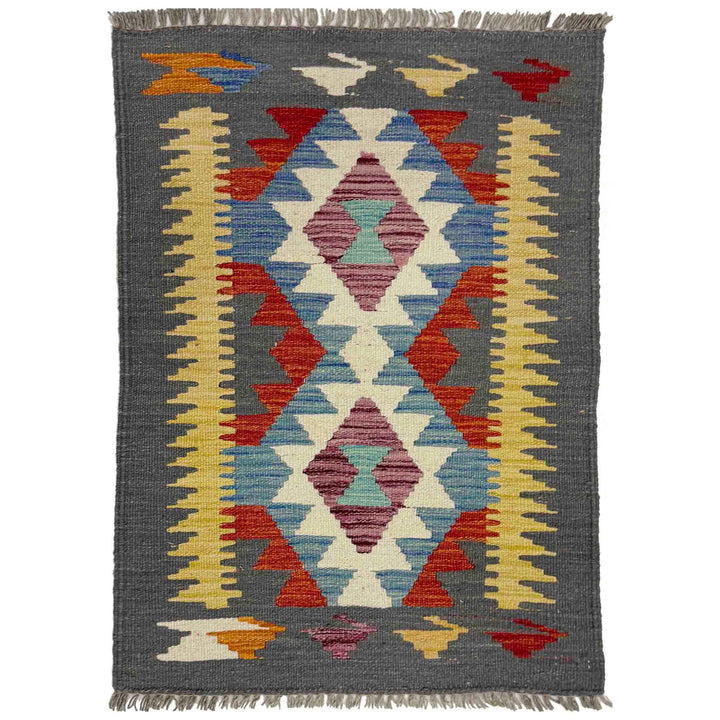Afghan Vegetable Kilim Rug 2' 1" x 3' 0" Flat-Weave