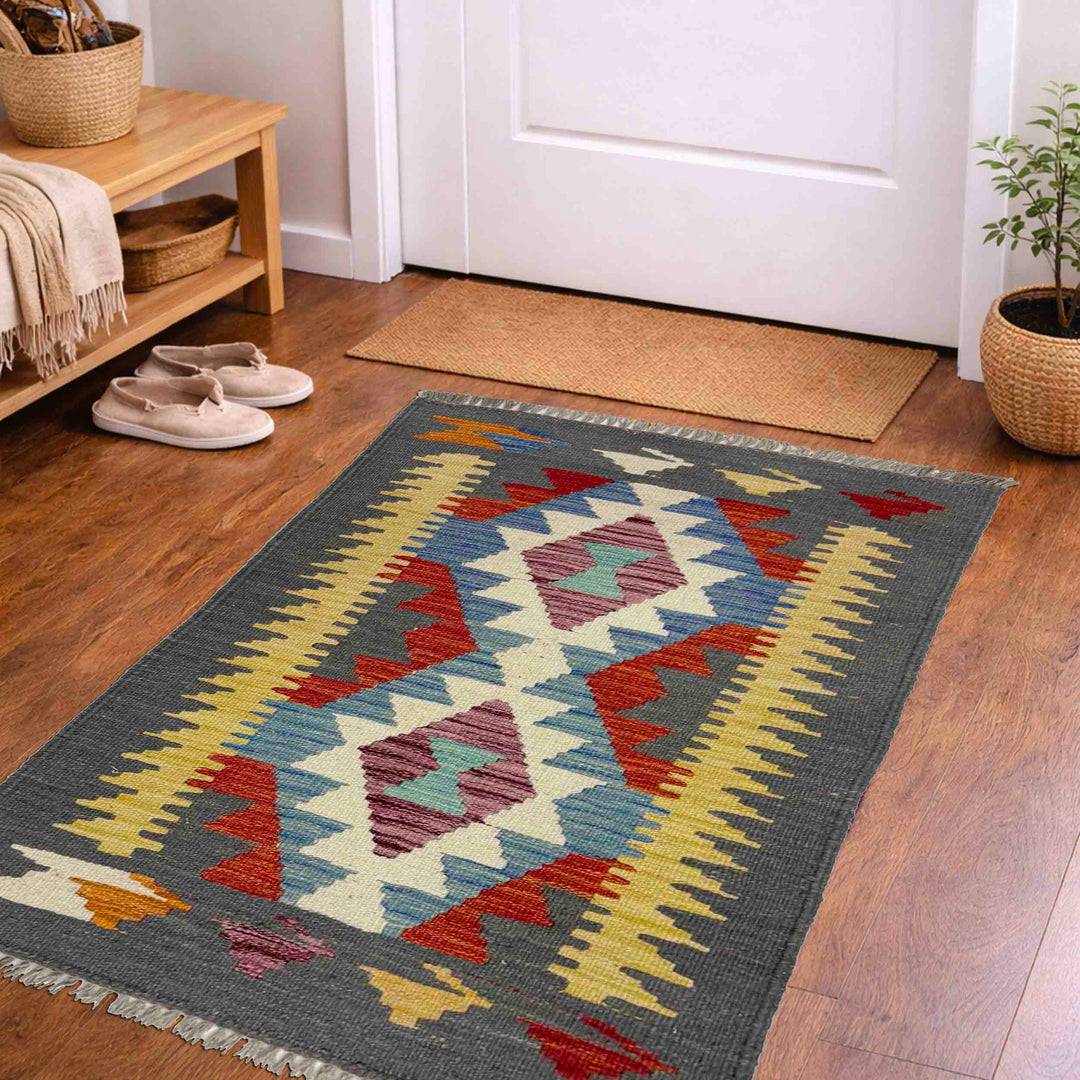 Afghan Vegetable Kilim Rug 2' 1" x 3' 0" Flat-Weave view