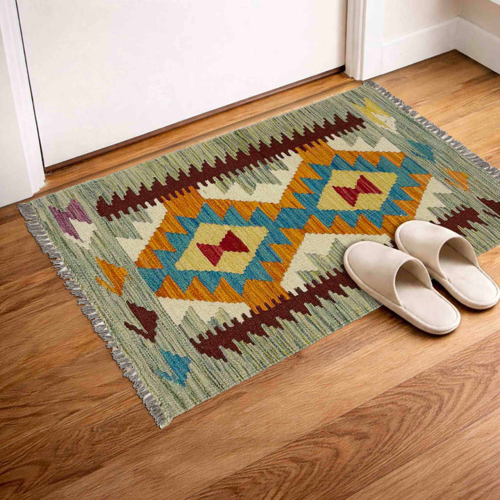 Afghan Vegetable Kilim Rug 2' 0" x 3' 0" Flat-Weave view