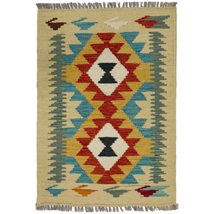 Afghan Vegetable Kilim Rug 2' 0" x 2' 11" Flat-Weave