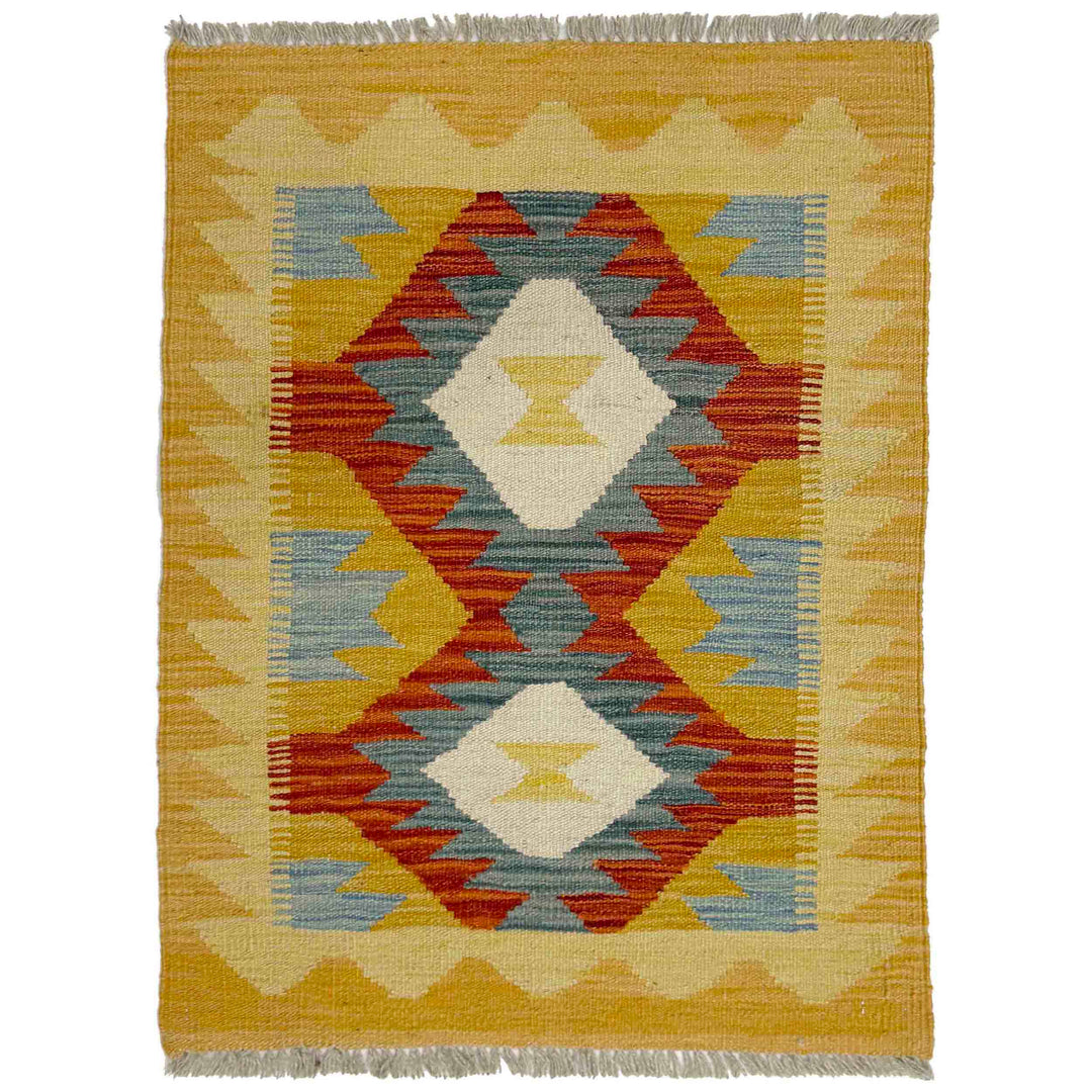 Afghan Vegetable Kilim Rug 2' 1" x 2' 11" Flat-Weave