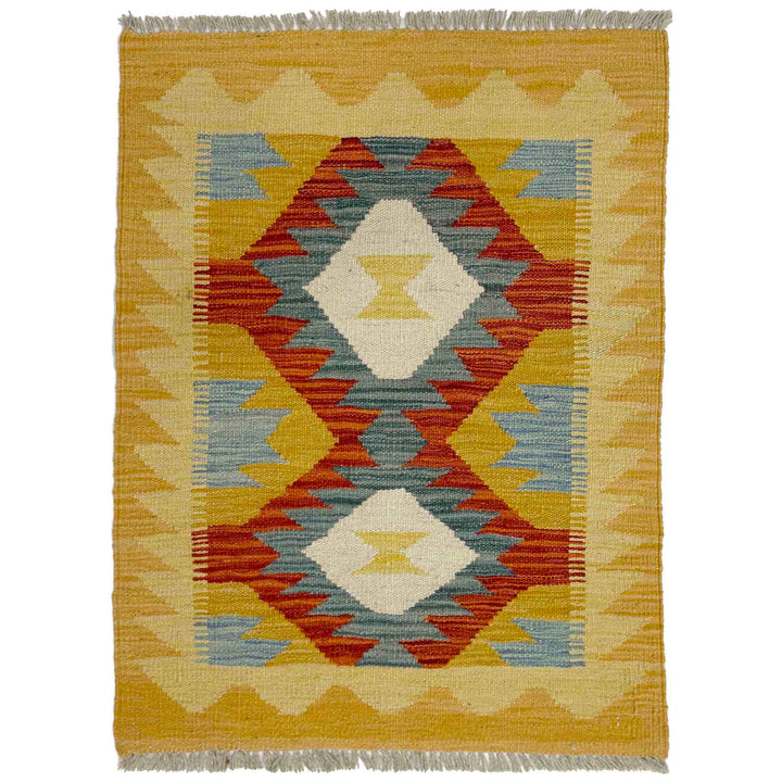 Afghan Vegetable Kilim Rug 2' 1" x 2' 11" Flat-Weave