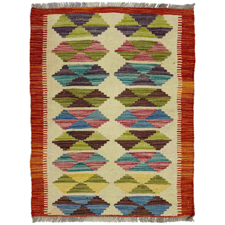 Afghan Vegetable Kilim Rug 2' 1" x 3' 0" Flat-Weave