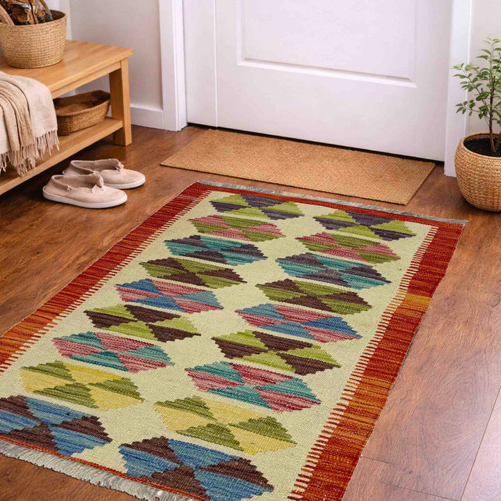 Afghan Vegetable Kilim Rug 2' 1" x 3' 0" Flat-Weave view
