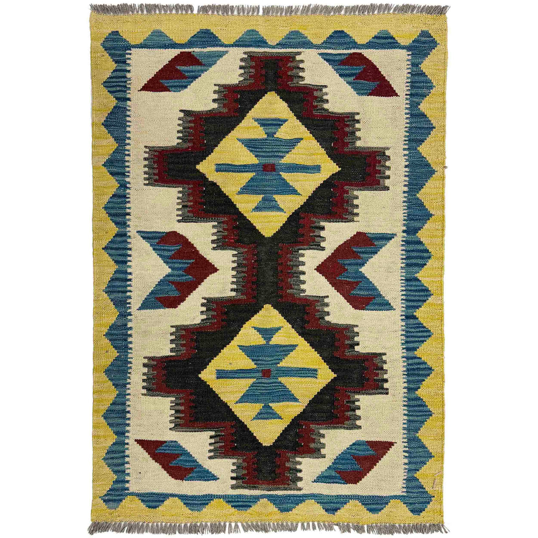Afghan Vegetable Kilim Rug 2' 9" x 4' 1" Flat-Weave