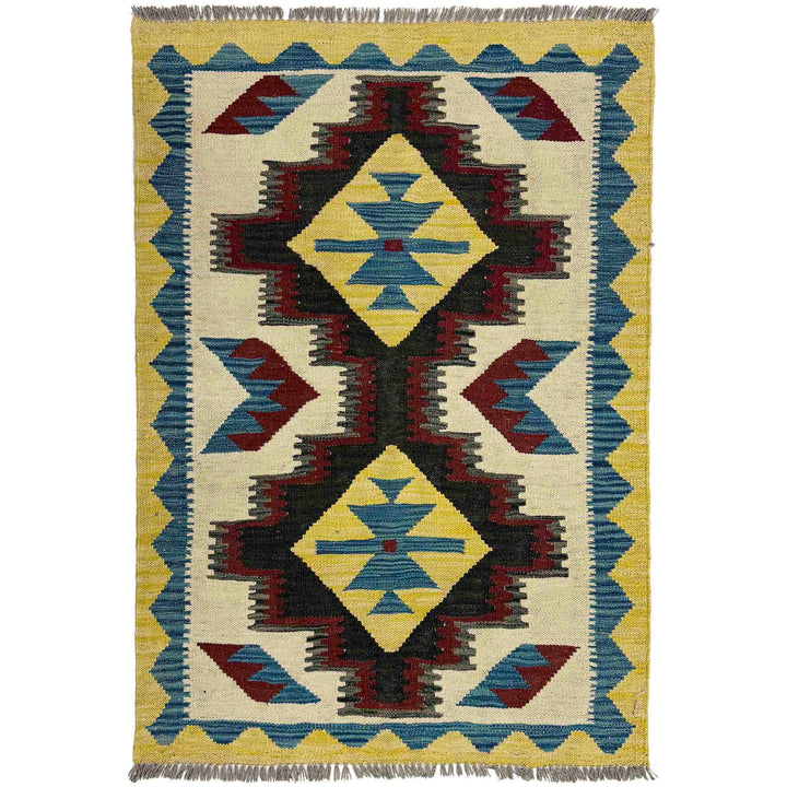 Afghan Vegetable Kilim Rug 2' 9" x 4' 1" Flat-Weave