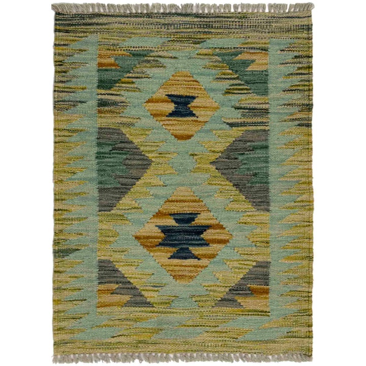 Multicolor Afghan Vegetable Kilim Rug 2' 0" x 2' 8" Flat-Weave