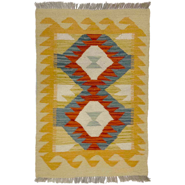 Afghan Vegetable Kilim Rug 2' 1" x 3' 1" Flat-Weave