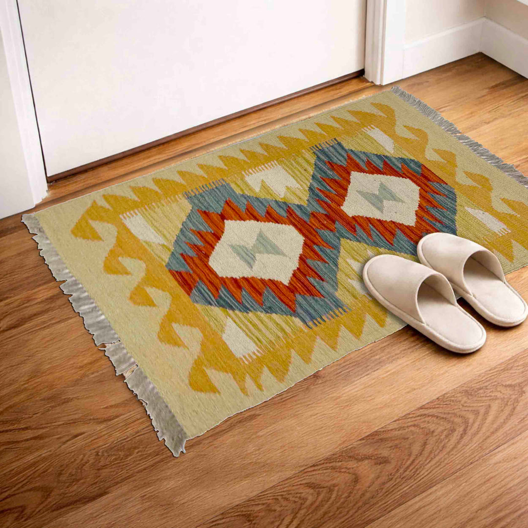 Afghan Vegetable Kilim Rug 2' 1" x 3' 1" Flat-Weave view